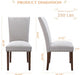 Fabric Dining Chairs Set of 2, Parsons Chairs Upholstered Nailhead Dining Room Kitchen Chair with Thick Cushions and Wood Legs, Light Grey