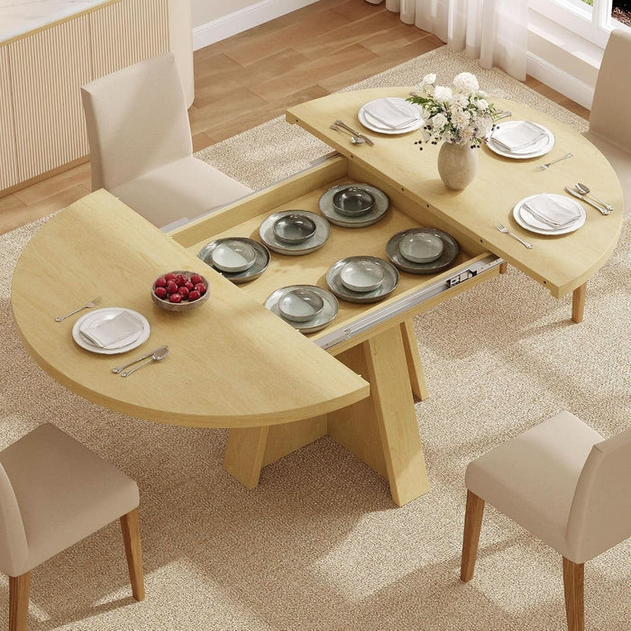 43In-59In Extendable round Dining Table Oval Kitchen Table for 4-8