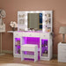 White Makeup Vanity DeskStation With RGB Illumination