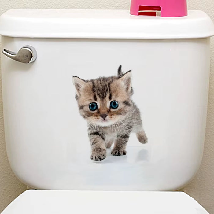 Cats 3D Wall Sticker Toilet Stickers Hole View Vivid Dogs Bathroom for Home Decoration Animals Vinyl Decals Art Wallpaper Poster