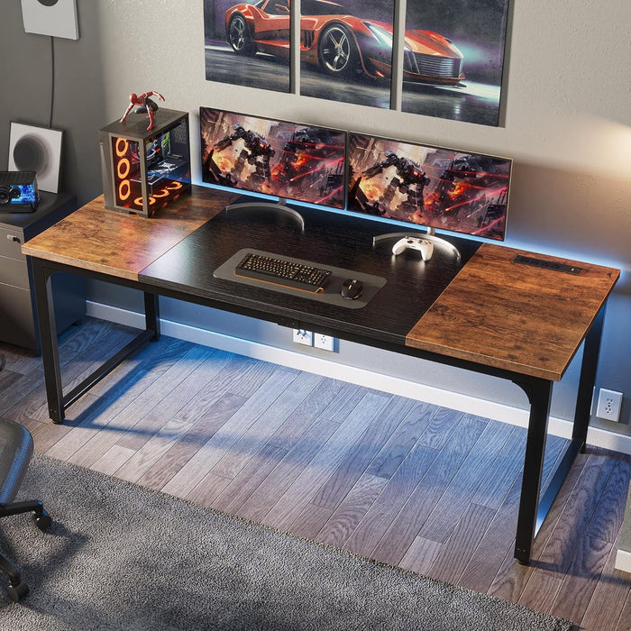 63 Inch Computer Desk With Power Outlets And USB - ShipItFurniture