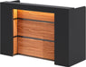 63 Inches Reception Desk, Modern Reception Table with LED Light, Front Counter Desk, Wooden Checkout Counter for Lobbies, Salons, Retail, Home Offices, Reception Room, Black & Brown - ShipItFurniture