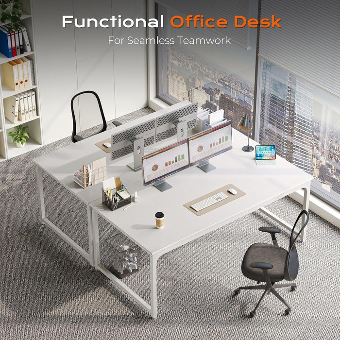 63 X 29.5 Inch Computer Desk with Deeper Desktop, Gaming Office Writing Work Desk for Home Office, Study, Bedroom, Work from Home, Metal Frame, White - ShipItFurniture