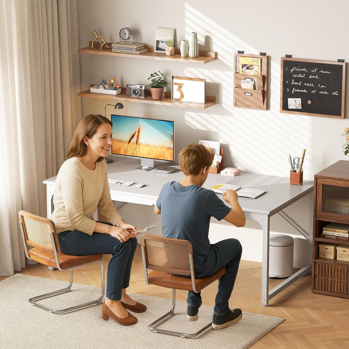 63 X 29.5 Inch Computer Desk with Deeper Desktop, Gaming Office Writing Work Desk for Home Office, Study, Bedroom, Work from Home, Metal Frame, White - ShipItFurniture