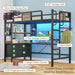 Twin Loft Bed with Desk and 5 Storage Drawers,Loft Bed Twin Size with LED Lights and Charging Station, Metal Bunk Bed Frame with Ladder, Clothes Rail,Noise Free,Oak Gray