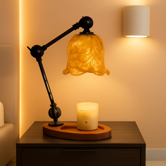 Candle Warmer Lamp, Dimmable Wax Melting Warmer with Adjustable Height, Bedroom Living Room Home Decor, Birthday Relaxation Gifts for Women (Amber, Flower)