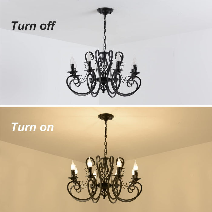 Matte Black 26Inch 8 Light FrenchCountry Chandelier