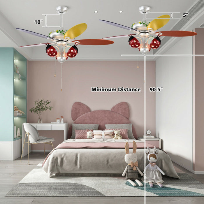 52 Inch Kids Ceiling Fan with Pull Chain Control