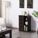 Wooden Bathroom Floor Cabinet, Side Storage Organizer Cabinet with 4 Drawers and 1 Cupboard, Freestanding Entryway Storage Unit Console Table, Home Decor Furniture, Brown