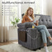 58In Sleeper Sofa Bed DarkGrey FoldableSideTable SpaceSaving