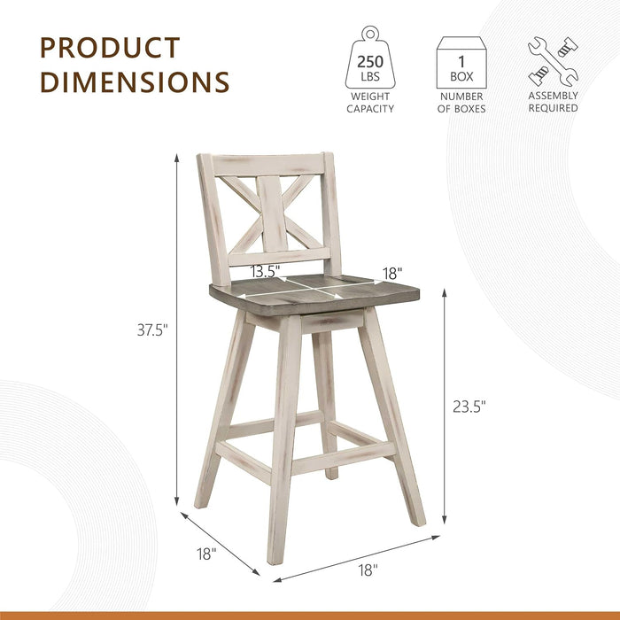 Amsonia Counter Height Swivel Barstool (Set of 2), White