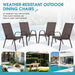 24.4" Wide Outdoor Patio Stackable Chairs Set of 4, Brown