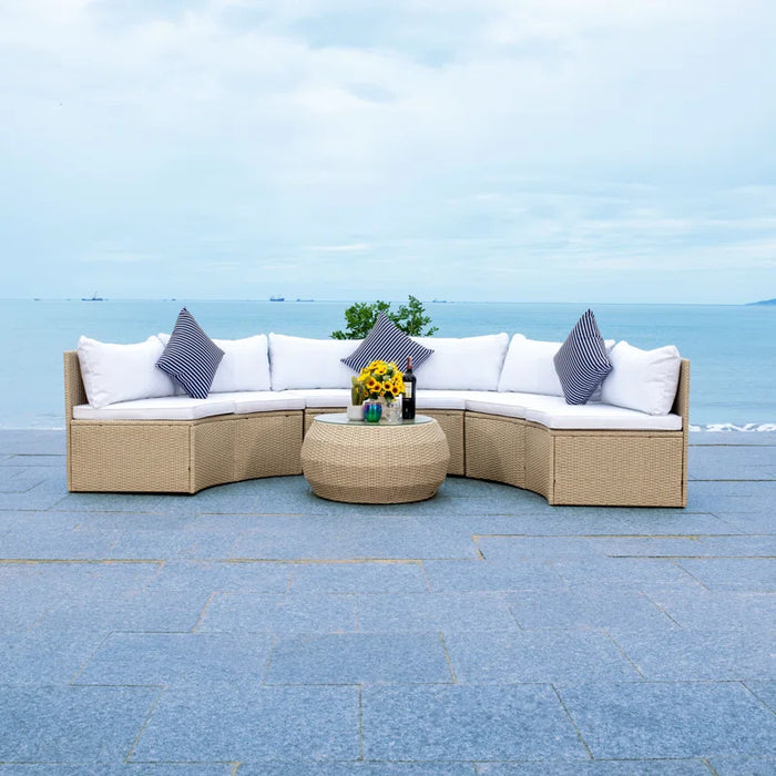 Cabble Wicker 6 - Person Patio Conversation Sets with Cushions