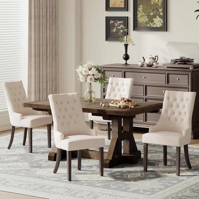 Wingback Dining Chairs Set of 4, Beige