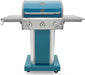 3-Burner Propane BBQ Grill, 30,000 Btus Gas Grill with Cast Iron Cooking Grates, Folding Side Tables & Wheels, Outdoor Grill with Tool Hooks, Teal