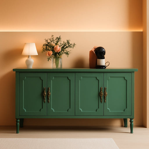 Buffet Cabinet with Storage, 59" Vintage Sideboard with Adjustable Shelves, Mid Century Modern Painted Credenza Coffee Bar for Kitchen, Dining Room, Entryway, Living Room, Forest Green