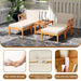 5 Pieces Patio Lounge Chair Set W/Ottomans, Acacia Wood Patio Conversation Set W/Cushions, Coffee Table, Modular Outdoor Lounge Sofa Set for Lawn, Backyard, Poolside