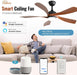 52 Inch Smart Ceiling Fan with Light, Modern Ceiling Fan with Dimmable Memory LED, Compatible with Alexa/Google/App, 6 Speeds 5000CFM, Timer Quiet Reversible DC Motor, ABS, FCC/ETL, Brown