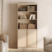 Modern 72" Tall Bookshelf with Doors and Adjustable Shelves, Library Bookcase with Storage Cabinet and Open Book Shelfs, Wood Book Shelf for Home Office, Living Room, Beige, 1 PC