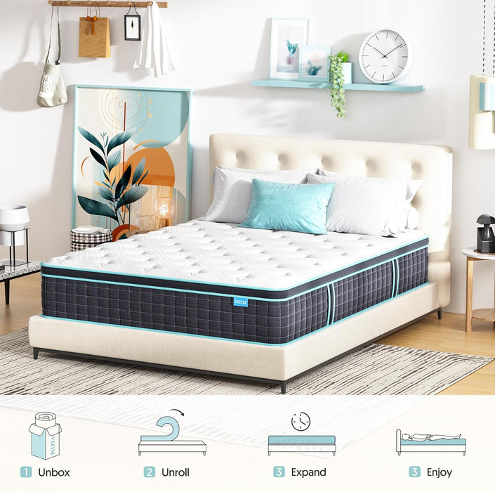 Twin Mattress, 12 Inch Twin Size Mattresses in a Box, Memory Foam and and Individual Pocket Springs for Pressure Relief & Motion Isolation, Medium Firm, Certipur-Us Certified