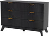 Fluted Dresser for Bedroom, 47.2" Wide Chest of 6 Drawers, Black