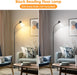 Floor Lamp for Living Room, Adjustable Head Standing Lamp with White Plastic Shade, Black Reading Floor Lamps for Dorm, Bulb Not Included