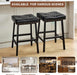 25 Inch Counter Height Stools for Kitchen Island, Bar Stools Set of 2, Kitchen Stools with 3.3'' Thick PU Upholstered Saddle Seats, Backless Barstools Bar Chairs with Metal Base, Black