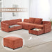 116Inch Orange ChenilleFabric Modular Sleeper Sofa USB