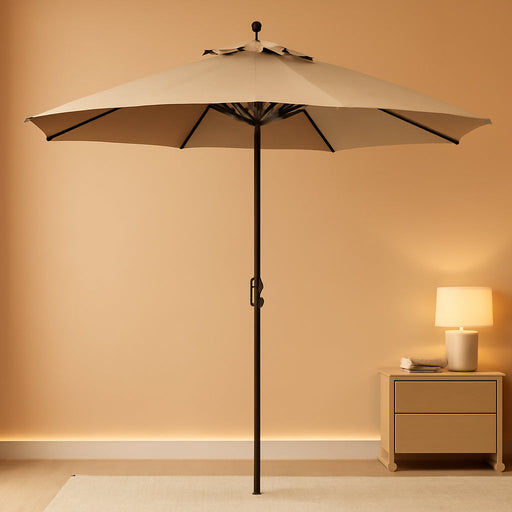 USA 10-Year-Non-Fading 9Ft Market Patio Umbrella, UPF 50+ UV Protection Performance Sun Umbrella, Heavy Duty Commercial Grade Outdoor Table Umbrella with Crank & Tilt, Windproof Vented Top for Garden, Pool, Deck and Outdoor Playsets,Heather Beige