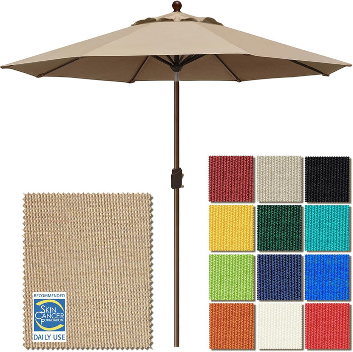 USA 10-Year-Non-Fading 9Ft Market Patio Umbrella, UPF 50+ UV Protection Performance Sun Umbrella, Heavy Duty Commercial Grade Outdoor Table Umbrella with Crank & Tilt, Windproof Vented Top for Garden, Pool, Deck and Outdoor Playsets,Heather Beige