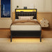 Twin Size Bed Frame with Charging Station and LED Lights
