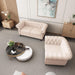 2 Piece Living Room Set, Chesterfield Velvet Sofa Loveseat Couch Chair with Scroll Arms and Nailhead for Living Room, Office (Beige, 1-2)