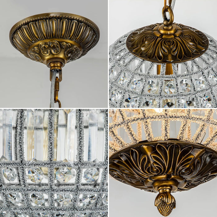 Antique Crystal Globe Chandelier 11.8 Bronze Finish