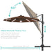 10Ft 360-Degree Solar LED Lit Cantilever Patio Umbrella, Outdoor Hanging Shade - Brown