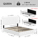 Queen LED Bed with 4 Drawers, LED Lights Platform Storage Bed Frame with Upholstered Adjustable Button Tufted Headboard, PU White