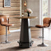 round Bar Pub Table, 39.4" H Bistro Cocktail Table with Metal Footrest for Drinking & Gathering, Industrial Home Bar High Top Unit, Small Spaces, Brown & Black