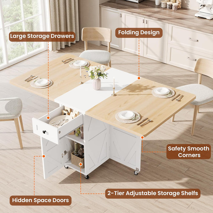 Foldable Dining Table FortySevenInch Wheels Durable