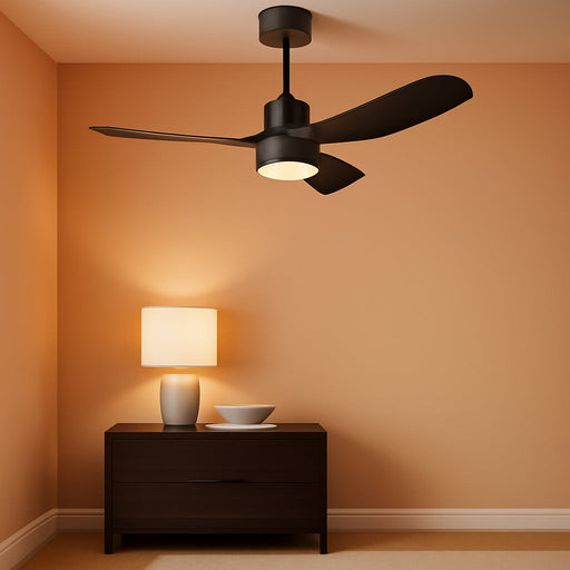 Ceiling Fan with Lights Remote Control, 52 Inch Black Ceiling Fans with 3 Downrods, 3 Blades, Timer, 6 Speed Modern Fan Quiet Reversible DC Motor for Patio Bedroom Outdoor/Indoor