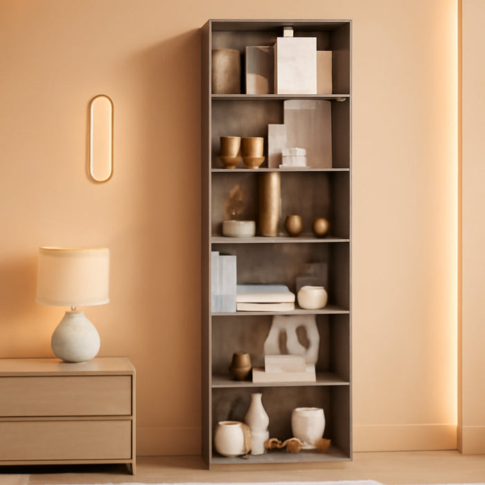 6-Tier Open Bookcase and Bookshelf, Freestanding Display Storage Shelves Tall Bookcase for Bedroom, Living Room and Office, Oak