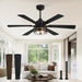 48" Farmhouse Ceiling Fans with Lights and Remote,Industrial Large Ceiling Fan with 6-Speed Reversible DC Motor and 6 Dual Finish Blades,Black Ceiling Fan with Light for Living Bedroom Patio