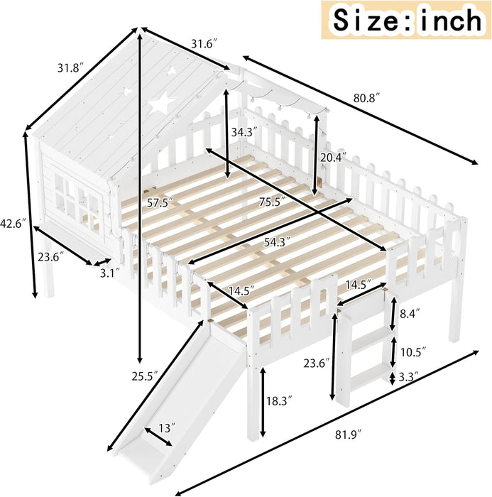 Luxurious FullSize Loft Bed With BuiltIn LEDLights