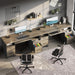 59 Inch Office Desk with 4 Drawers, Computer Desk with Storage, Executive Desk with File Drawer, Keyboard Tray & 2 Pedestals on Both Sides for Home Office, Studio, Grey&Black