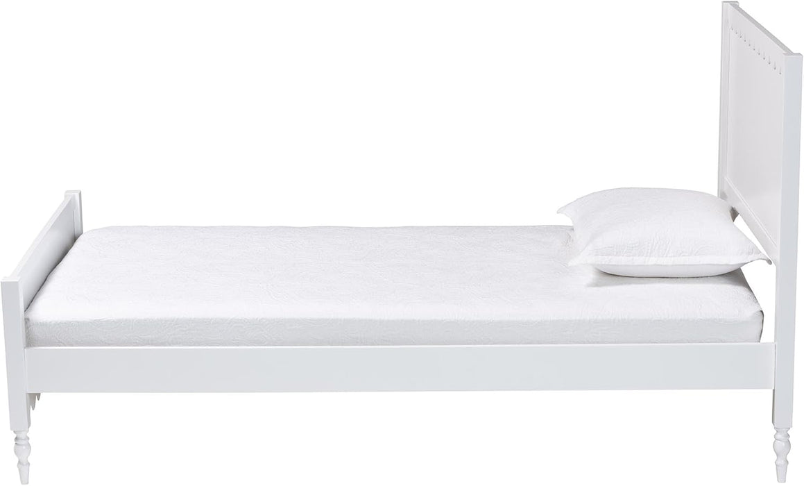 Roni Modern White Wood Twin Platform Bed with Scalloped Edges