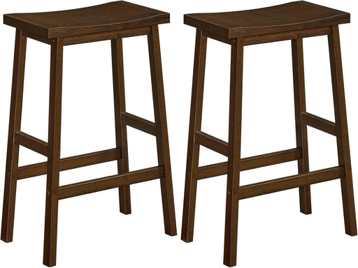 Bar Stool,Set of 2 Bar Stools, Bamboo 26 Inches Kitchen Counter Stools with Footrest, Saddle Stools, for Living Room, Dining Room, Party, Industrial Style, Mocha MA03MD01G2