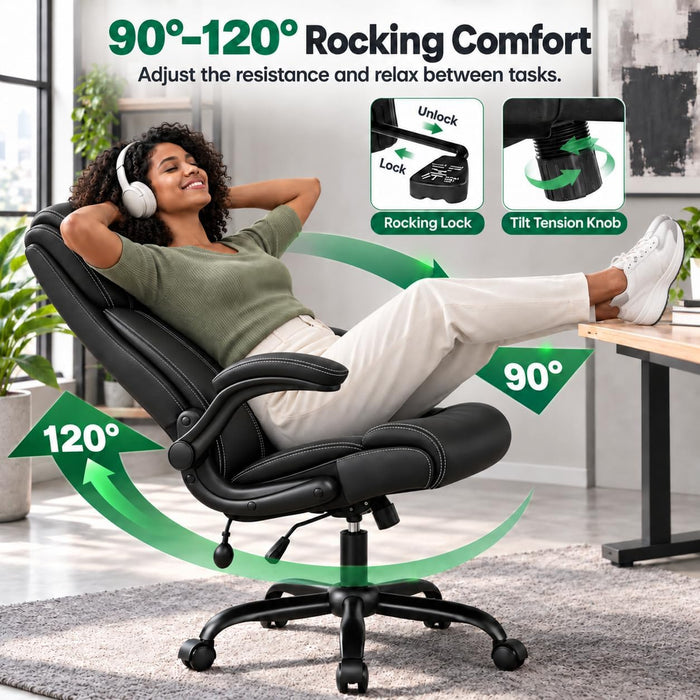 Ergonomic Office Chair, Comfy High Back PU Leather Desk Chair