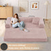 Transformable Sofa Bed QueenSize Pink Folding Frame