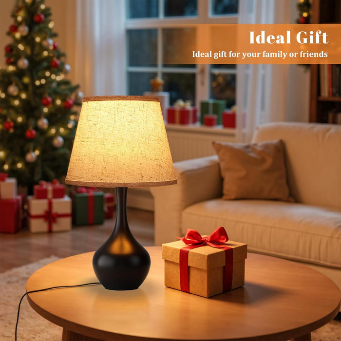 16.1" Touch Table Lamps for Nightstand, 3-Way Dimmable Small Bedroom Lamps for Night Stands, Black Bedside Lamps for Living Room, Kids Room, End Table