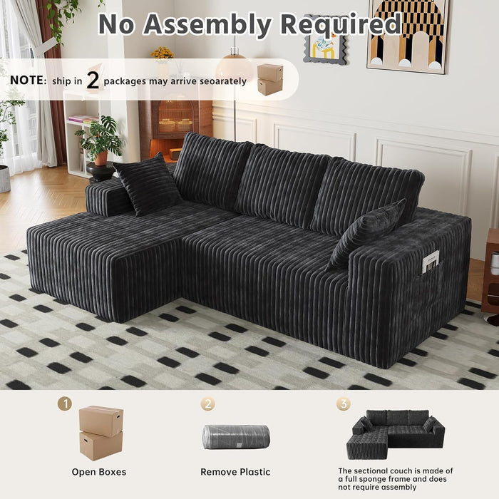 NinetySixInch Configurable Modular Sectional Sofa Memory Foam