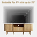 63" Tambour TV Stand, Fluted TV Stand for Tvs up to 70'', Modern Entertainment Center with Storage, Wood Media Console with Sliding Doors for Living Room, Natural