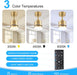52 Inch Ceiling Fans with LED Light Remote Control, Modern Ceiling Fan with Reversible DC Motor, 3 Blades and 3 Color Temperature, LED Light Chandelier for Bedroom (Gold & 3 Transparent Blades)